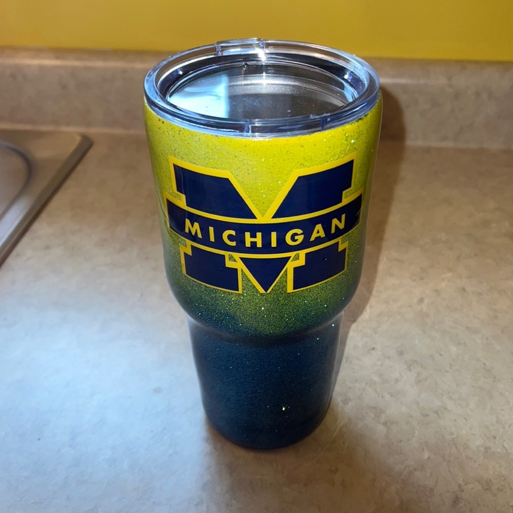 30oz Michigan glitter tumbler